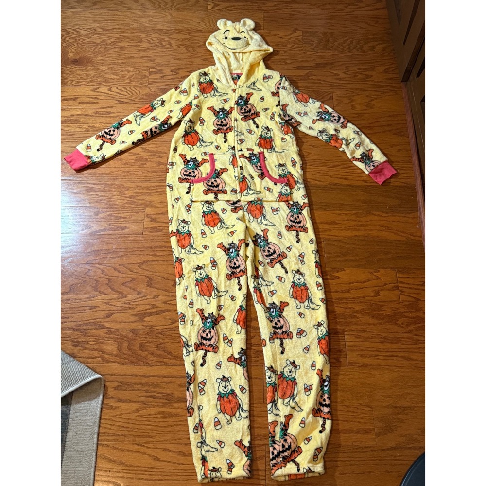 Disney Winnie the Pooh Tigger Halloween Pumpkin Fleece Union Suit Medium 8-10